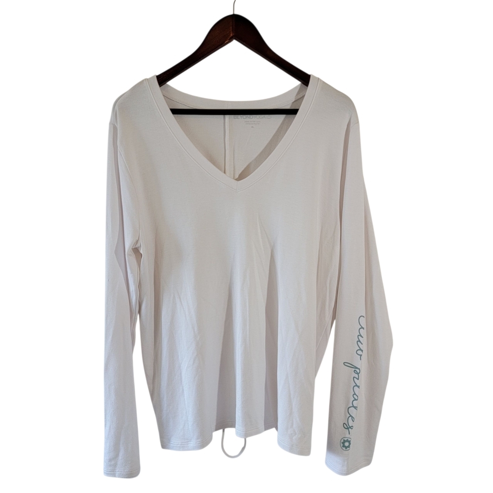NWT Beyond Yoga White Lace Back Pullover Sweatshirt XL Athleisure Pilates Yoga